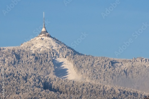 Hill Jested with television transmitter in Northern Bohemia, Czech republic