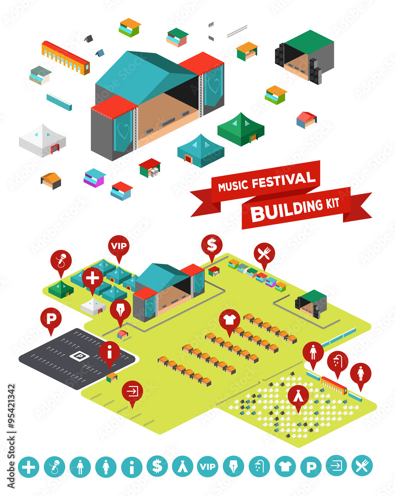 Fototapeta premium Music Festival Building Kit