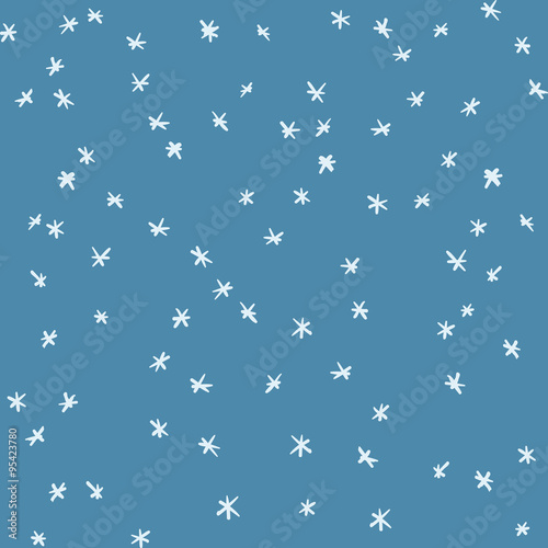 Vector seamless hand drawn simple snow pattern.