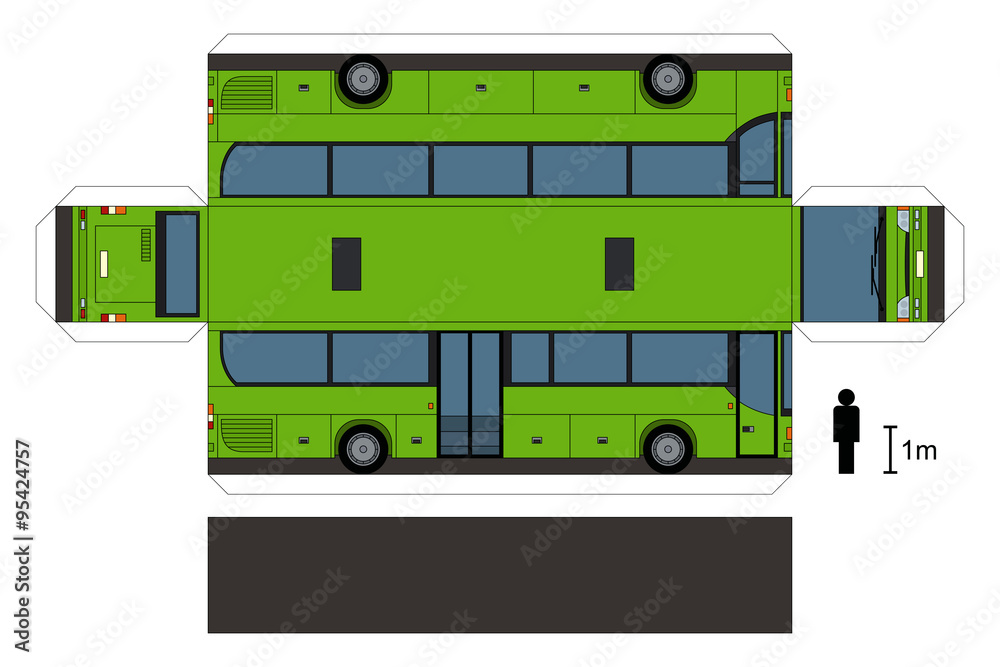 Paper model of a bus, not a real type, vector illustration