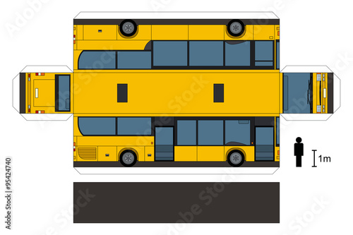 Paper model of a city bus, not a real type, vector illustration