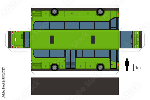 Paper model of a bus, not a real type, vector illustration