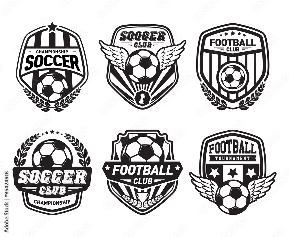 Set Of Soccer Football Crests And Logo Emblem Designs Football Championship Emblem Design