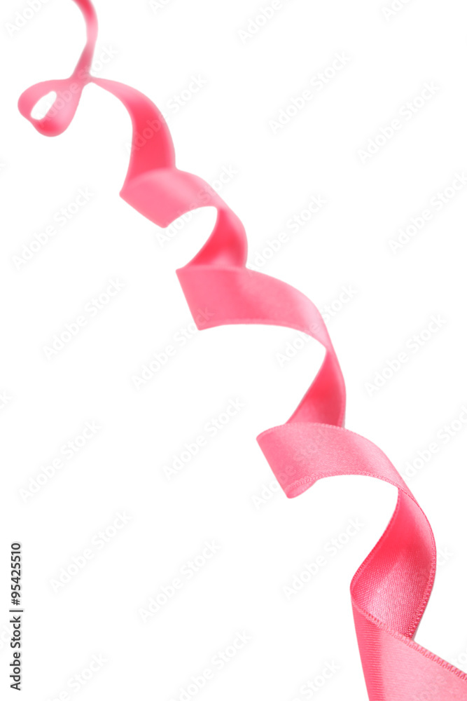Pink curly ribbon isolated on white Pink curly ribbon isolated on white