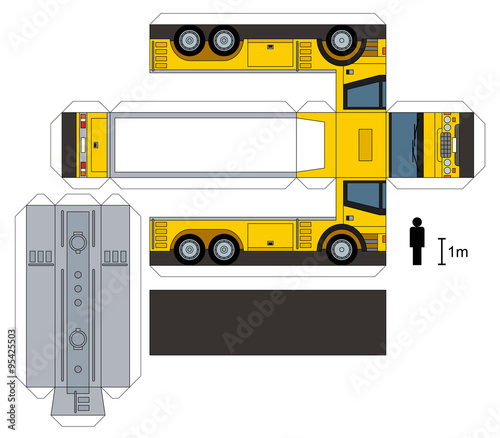 Paper model of a tank truck, not a real type, vector illustration