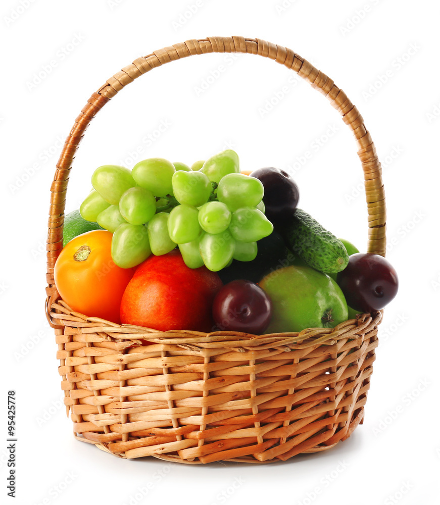 Fresh vegetables and fruits isolated on white Fresh vegetables and fruits isolated on white