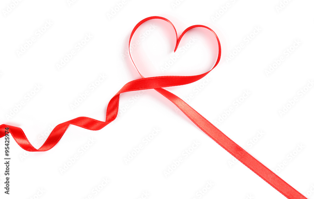 Red heart ribbon isolated on white Red heart ribbon isolated on white