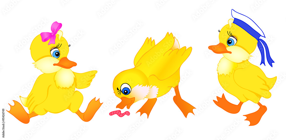 Naklejka premium set of little duck cartoon