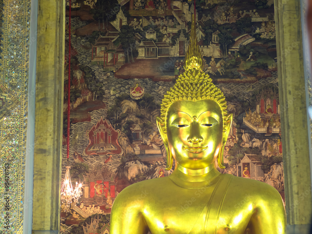 Obraz premium Main golden Buddha statue in Wat Suthat, Bangkok, Thailand