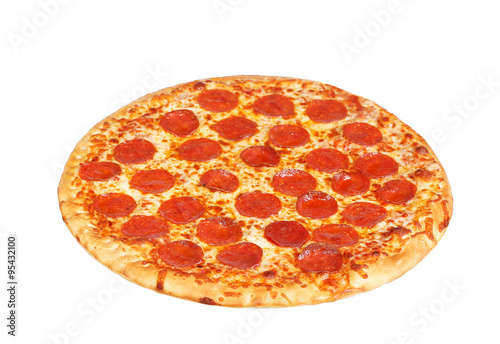 fresh italian classic original pepperoni pizza isolated on white