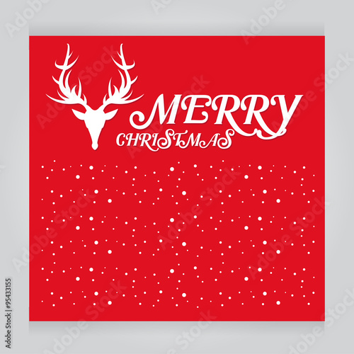 vector Merry Christmas red Greeting Card Typography Retro Style