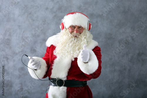 Santa Claus with headphones...
