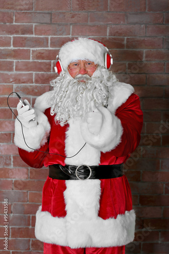 Santa Claus with headphones...
