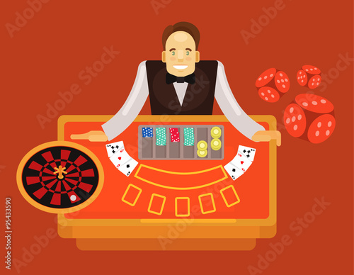 Croupier vector flat illustration