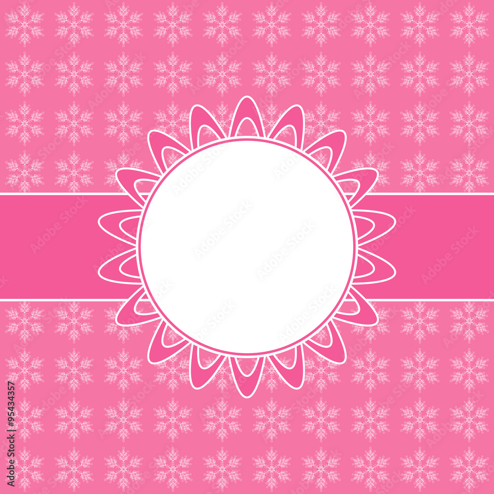 Pink card with Christmas snowflakes