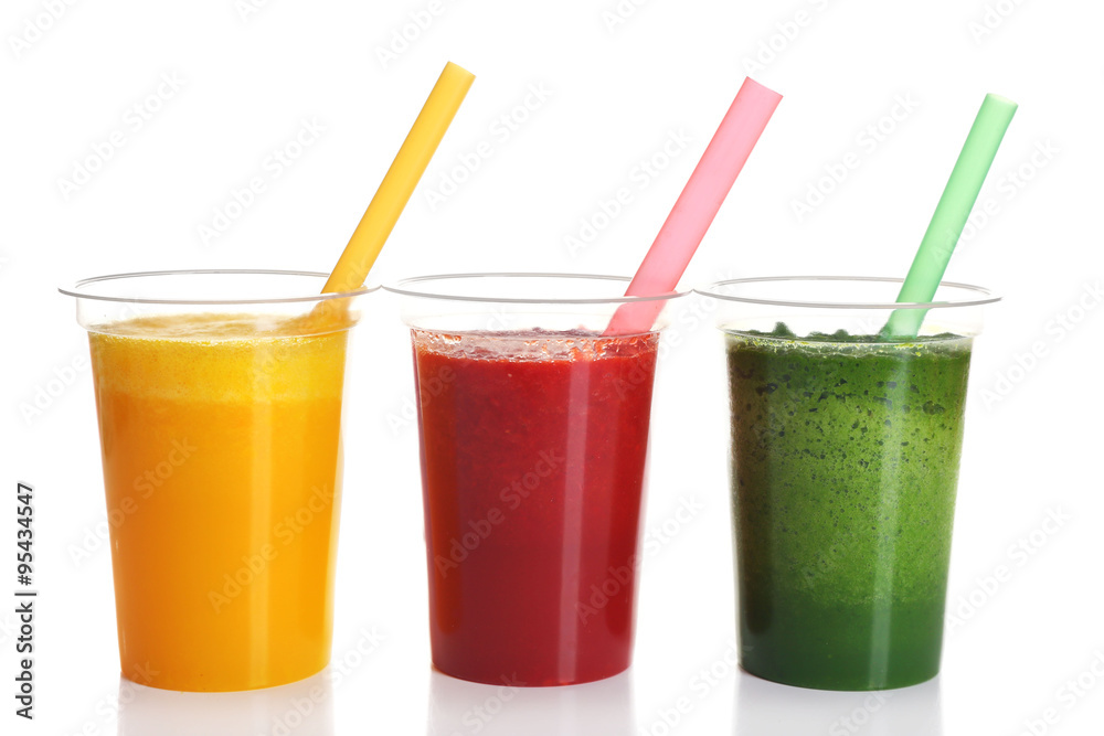 Fresh juice mix fruit, healthy drinks isolated on white Fresh juice mix fruit, healthy drinks isolated on white