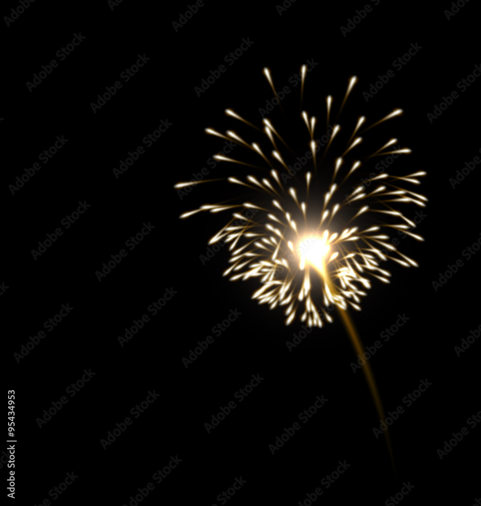 Fototapeta premium Illustration of realistic firework golden color
