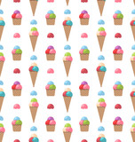 Seamless Pattern with Different Colorful Ice Creams