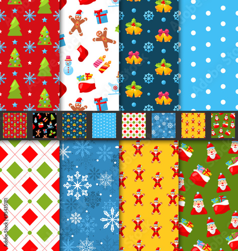 Set Christmas Seamless Patterns