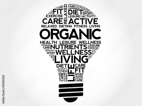 ORGANIC bulb word cloud, health concept