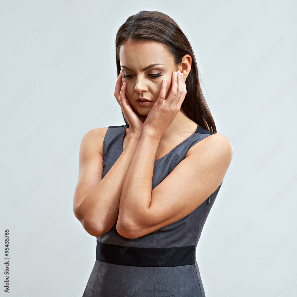 Problem in business. Concept emotional portrait of sadness busi Problem in business. Concept emotional portrait of sadness busi