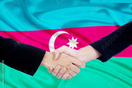 Handshake with flag of azerbaijan