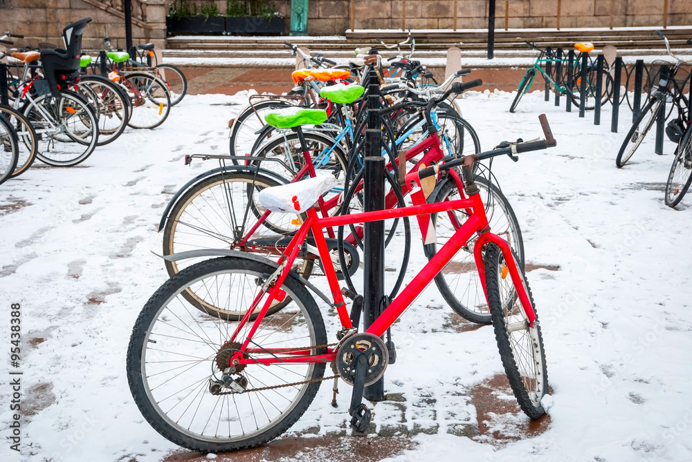 Bicycle parking in the winter