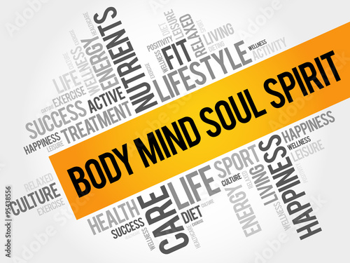 Body Mind Soul Spirit word cloud, health concept