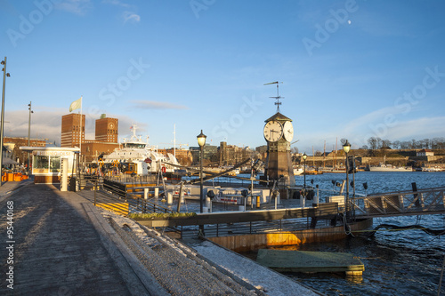 Canvas Print Oslo port in winter, Norway