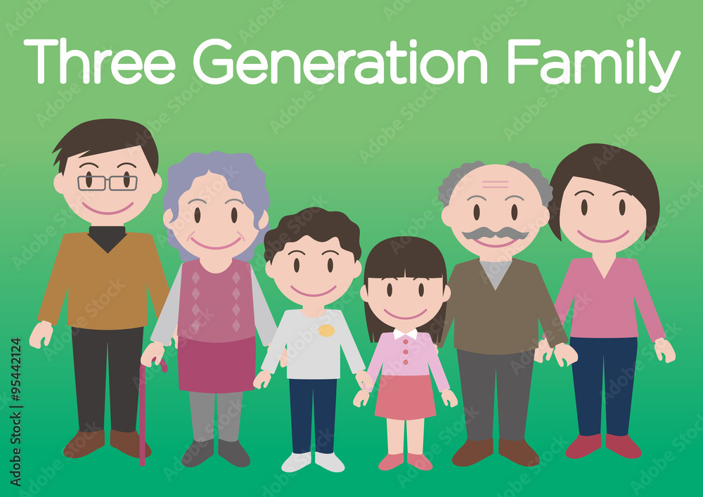 three generation family, vector illustration