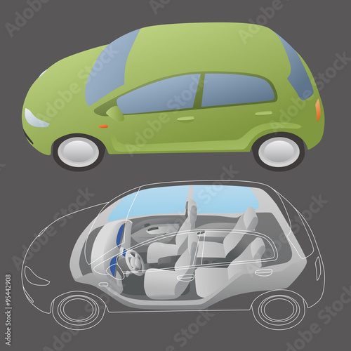 generic vehicle body and interior, vector illustration