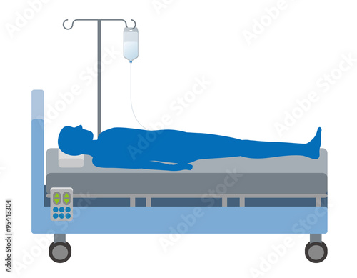 Adjustable bed and intravenous drip, vector illustration