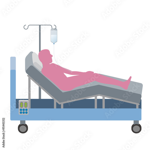 Adjustable bed and intravenous drip, vector illustration