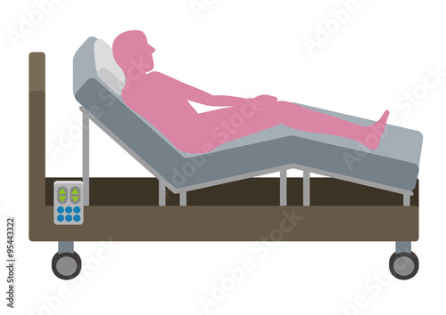Adjustable Bed and human silhouette, vector illustration