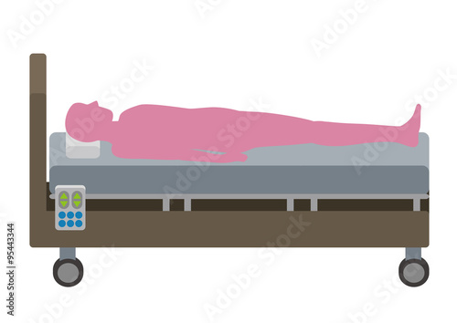 Adjustable Bed and human silhouette, vector illustration