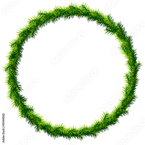 Thin christmas wreath without decoration. Round frame of pine