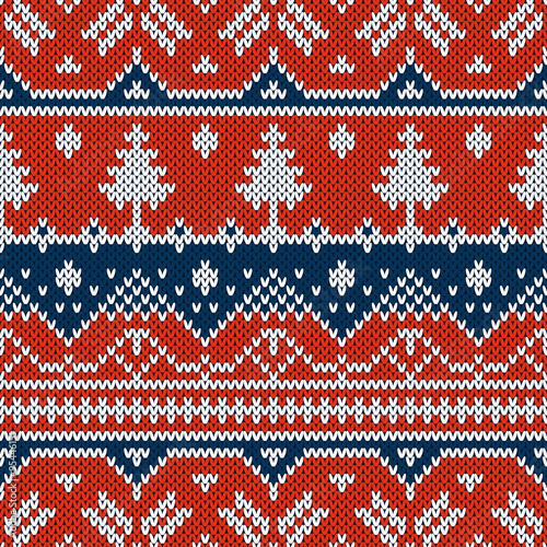 Vector seamless ornament on the knitted texture