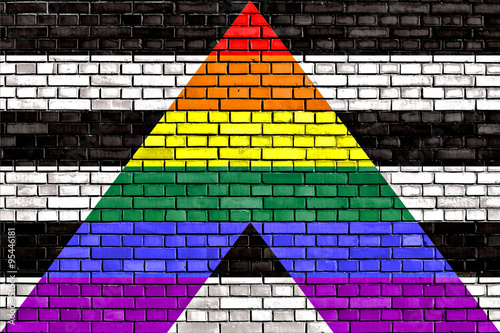 Foto Straight Ally flag painted on brick wall