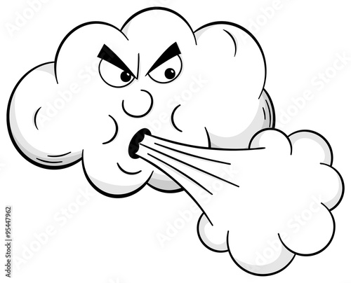 Cartoon Wolke bäst kräftigen Wind