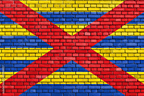 flag of Beveren painted on brick wall photo