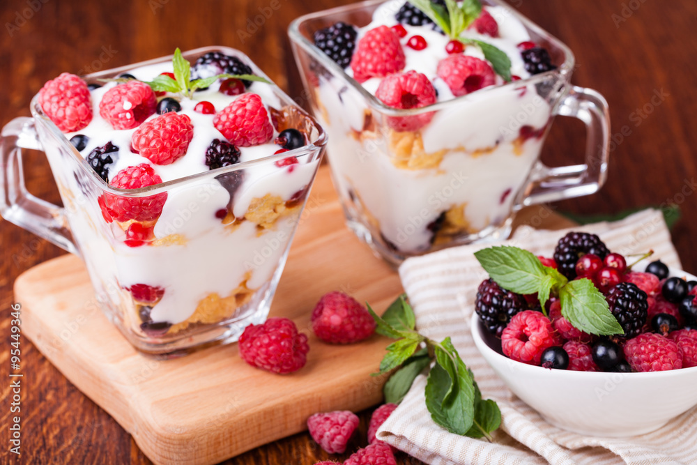 yogurt with muesli and berries yogurt with muesli and berries