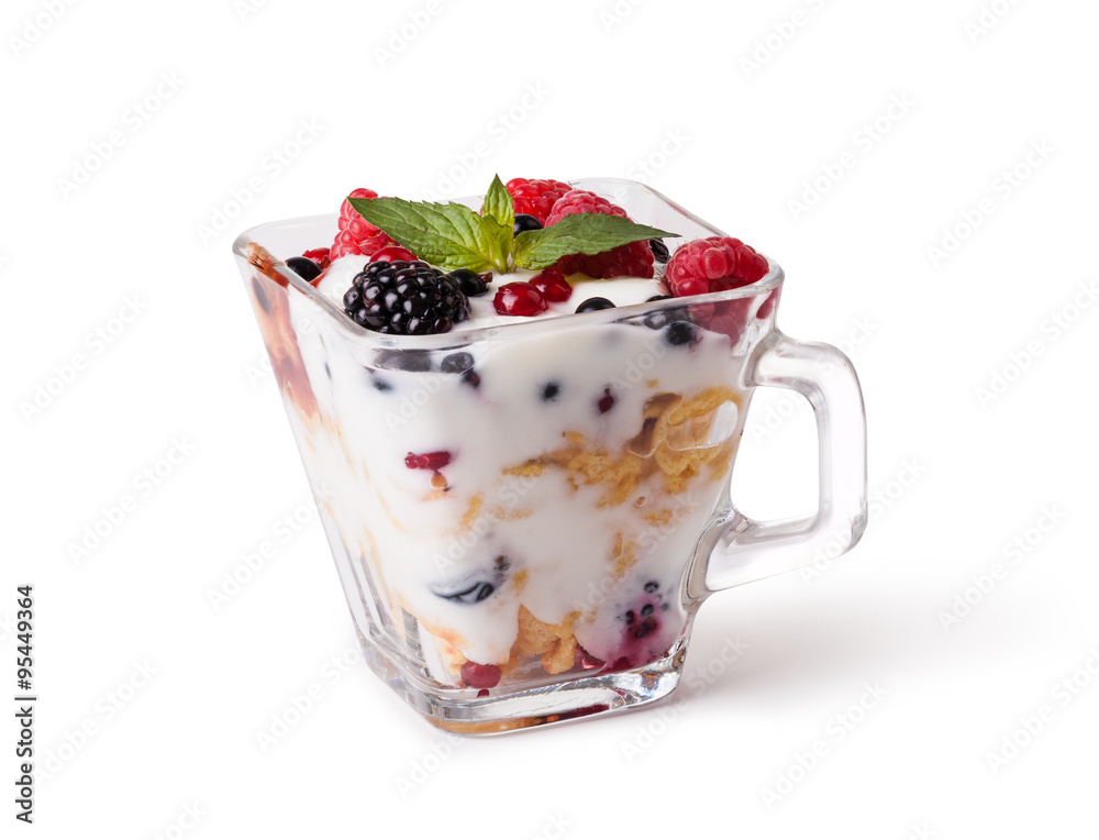 yogurt with muesli and berries yogurt with muesli and berries