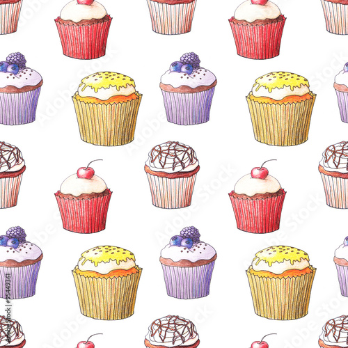 Seamless pattern with cakes