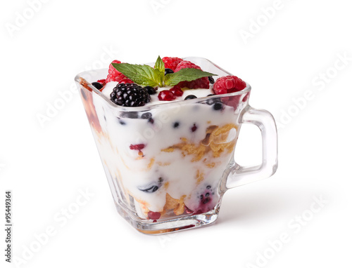 yogurt with muesli and berries