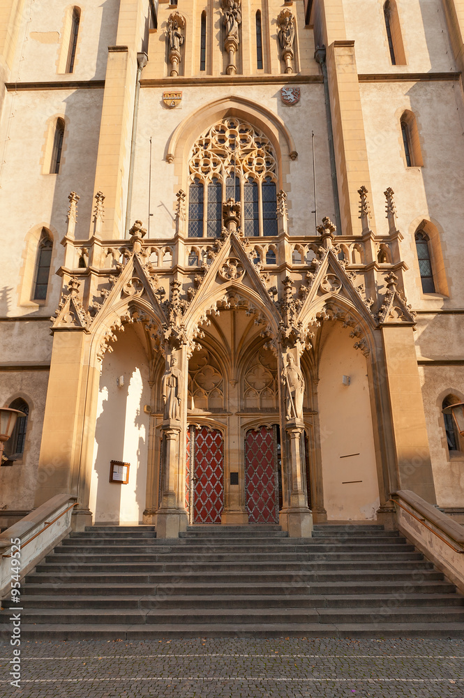 Entrance of Church of St Anthony (1914) in Prague