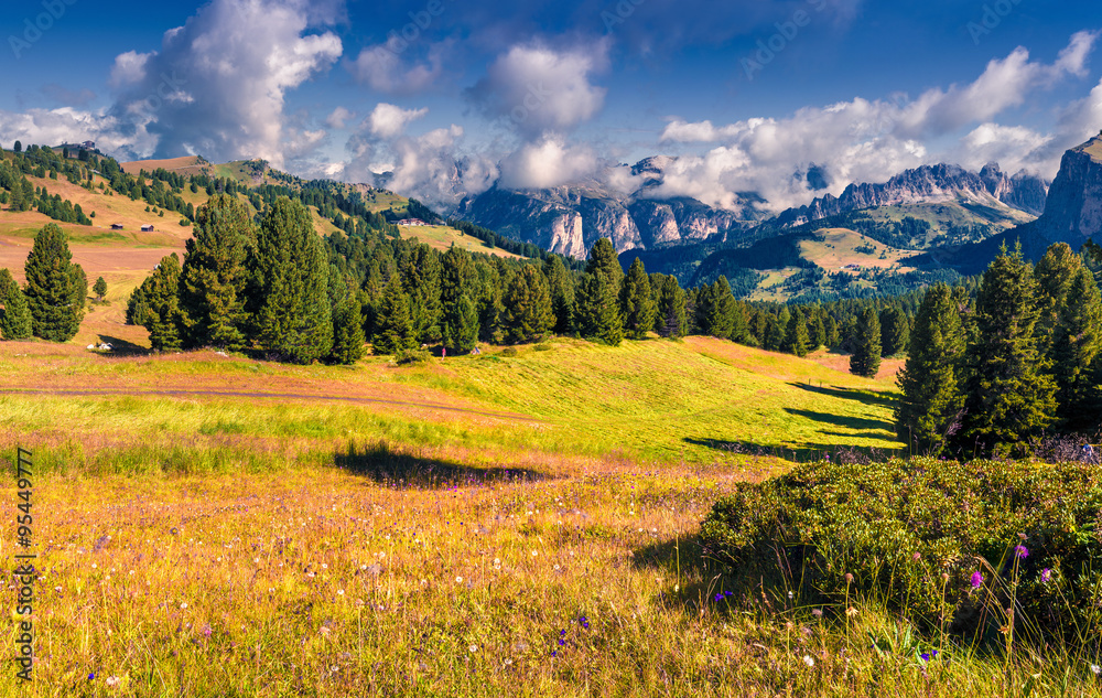 Furchetta mountain range at sunny summer day day.