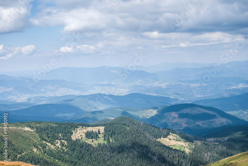 Fototapeta Naklejka Na Ścianę i Meble -  Ukraine Carpathian mountain summer panoramic landscape