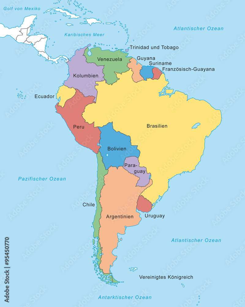 Obraz premium Südamerika Karte