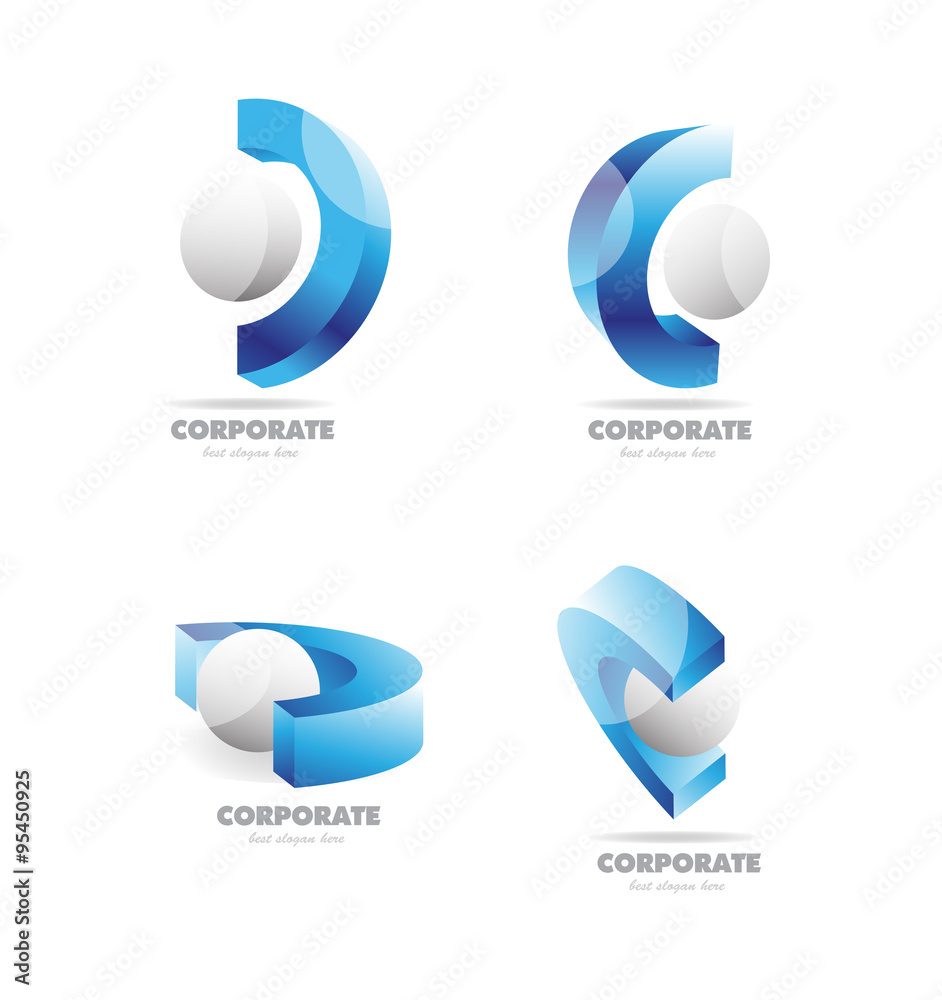 Corporate business 3d logo icon set Corporate business 3d logo icon set