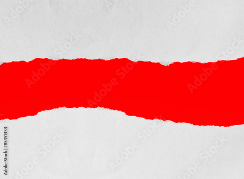 Wallpaper Mural tear red paper pieces of paper on white background Torontodigital.ca